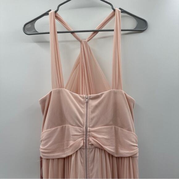 Birdy Grey Kiko Mesh Halter Formal Bridesmaid Dress in Pale Blush Size L NWT - Picture 6 of 11